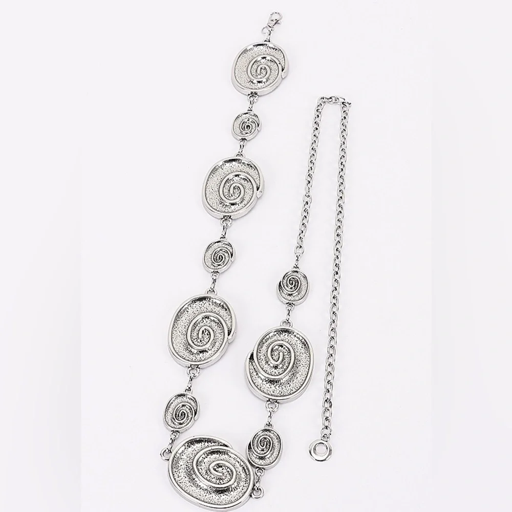 Gold or Silver Spiral Shell Charm Chain Waist Statement Belt